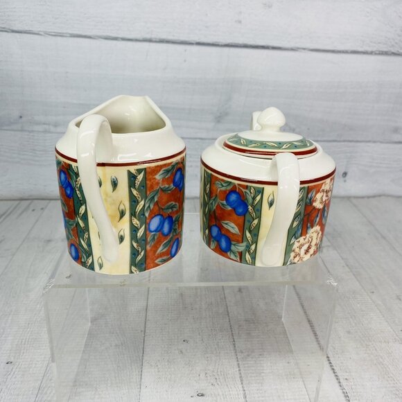 PTS international Interiors PROVENCE Fruit Porcelain Lid Sugar Bowl Creamer Set - Picture 3 of 16